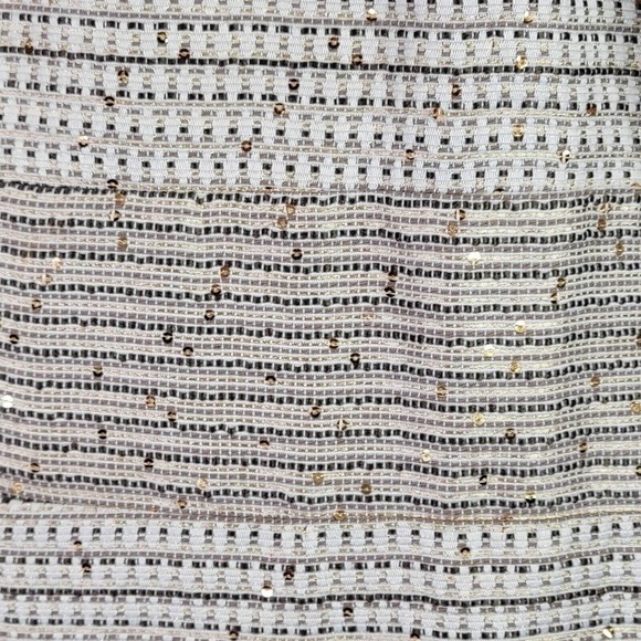 Chicos Blazer Women’s Neutral Sequin Jacket Size 2 Large Textured Striped - Picture 4 of 7